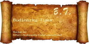 Budinszky Timur névjegykártya